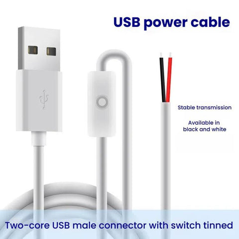 2Pin USB Power Cable 501 ON Off Control Button Cable LED Fill Light Strip Plant Light Power Cord