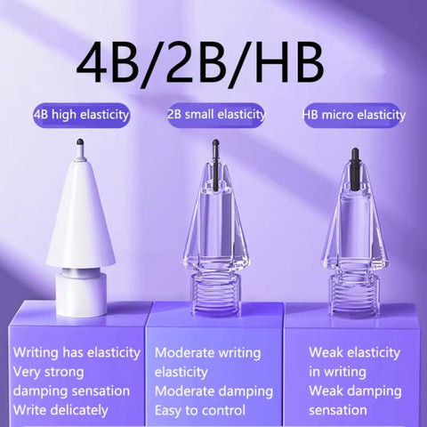 For Apple Pencil 2 / 1 Elastic Tip Soft Probe Silent Replacement Nib, 4B White, 4B Transparent, 2B White, 2B Transparent, HB White, HB Transparent
