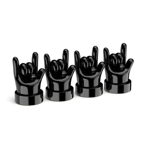 4pcs /Set Car Gesture Valve Tire Decorative Rubber Cap, Yellow Middle Finger, Black Middle Finger, Yellow OK, Black OK, Yellow Rock, Black Rock, Yellow Yeah, Black Yeah, Yellow Six, Black Six