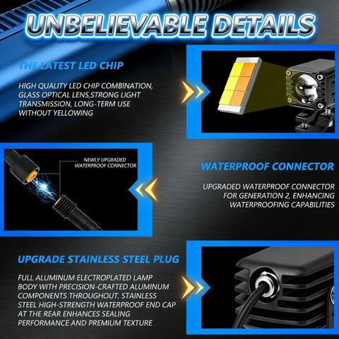 40W Motorcycle Wired Switch Integrated Waterproof Demon Eye Spotlight, Blue Light