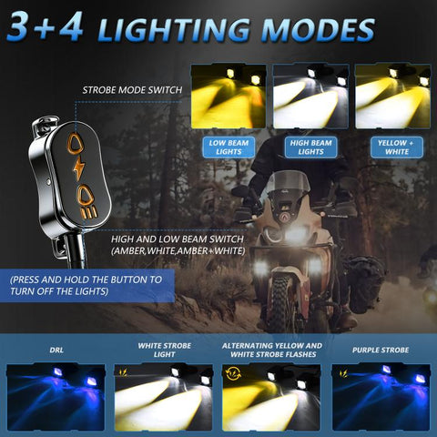 40W Motorcycle Wired Switch Integrated Waterproof Demon Eye Spotlight, Blue Light
