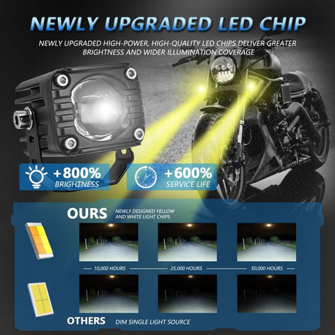 40W Motorcycle Wired Switch Integrated Waterproof Demon Eye Spotlight, Blue Light