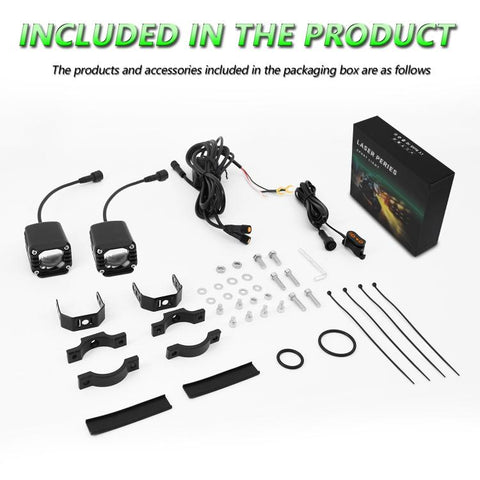 40W Motorcycle Wired Switch Integrated Waterproof Demon Eye Spotlight, Green Light