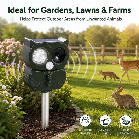 Five-Speed Tuning + Voice-Activated Ultrasonic Solar-Powered Animal Repeller, 704