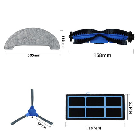 Replacement For Proscenic 850T Robot Vacuum, 2pairs Side Brush, 2pcs Filter, Main Brush, Mop Pad