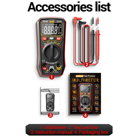 ANENG High-precision Maintenance Multi-function Digital Display Multimeter, SZ202 Black, SZ202 Red