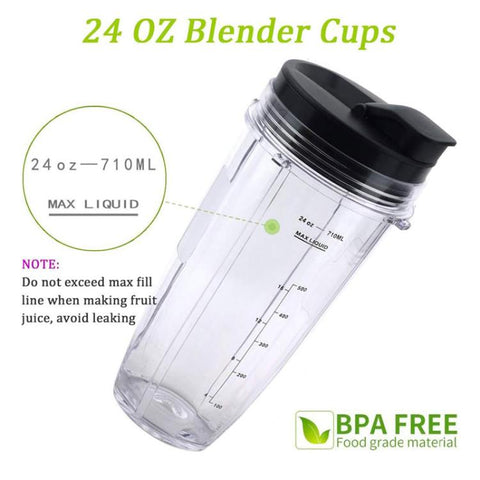 For Ninja BL480 Juicer 5 In 1 Accessories, 2pcs 24 oz Cups+7-Pages Knife Holder+2 Lids