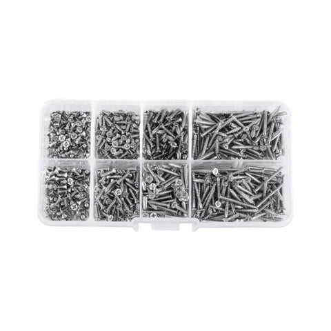 800pcs /Set Metric M2 Carbon Steel Phillips Self-Drilling Screw Kit, 800pcs /Set Round Head, 800pcs /Set Flat Head