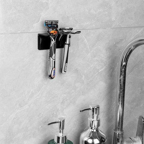 Self-Adhesive Acrylic Bathroom Wall Razor Storage Stand, 1pc, 2pcs