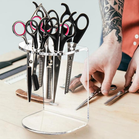 6-Hole Acrylic Scissor Barber Tool Storage Display Stand, 1pc, 2pcs