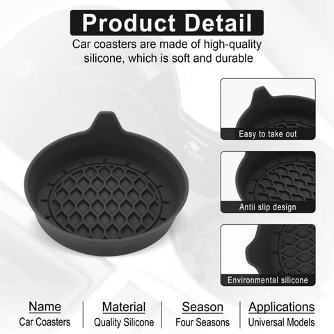 4pcs Anti-squeak Anti-slip Car Coaster With Handle