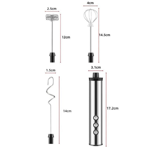 3In1 Portable Rechargeable Handheld Electric Egg Beater Mini Milk Frother For Baking, Rechargeable