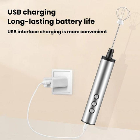 3In1 Portable Rechargeable Handheld Electric Egg Beater Mini Milk Frother For Baking, Rechargeable
