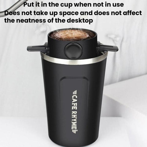 Portable Paperless Coffee Filter Cup Coffee Drip Filter Cone, White, Black, Black With Base, White With Base