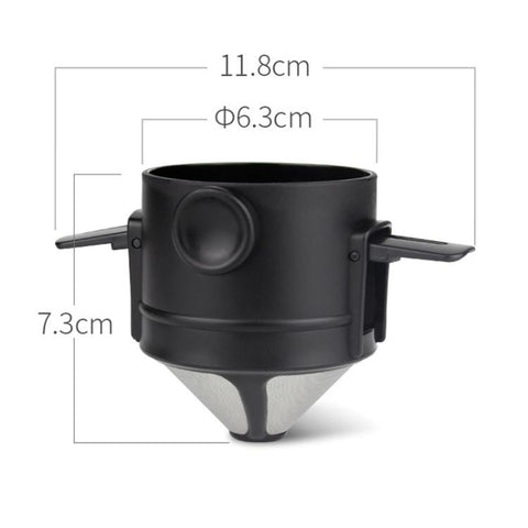 Portable Paperless Coffee Filter Cup Coffee Drip Filter Cone, White, Black, Black With Base, White With Base