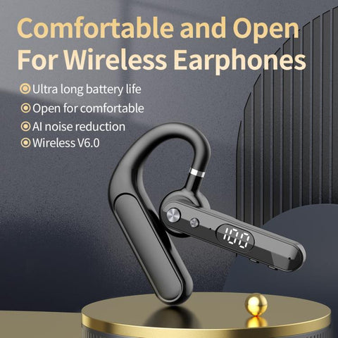 F10 With Mute Button Digital Display Monaural Noise Reduction On-Ear Bluetooth Earphone, F10