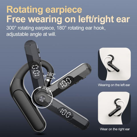 F10 With Mute Button Digital Display Monaural Noise Reduction On-Ear Bluetooth Earphone, F10