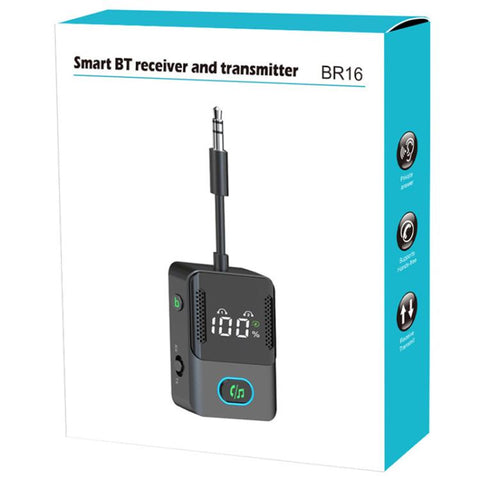 BR16 Car Bluetooth Dual-Microphone Receiver-Transmitter Long Lasting Audio Adapter, BR16