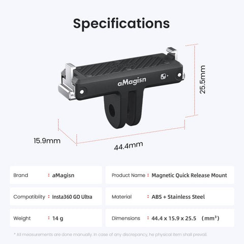 For Insta360 Go Ultra Camera aMagisn Quick Release Magnetic Base Plastic Mount Adapter