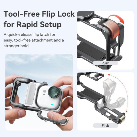 AMagisn Metal Cage For Insta360 GO Ultra Quick Release Protective Frame With Silicone Cover