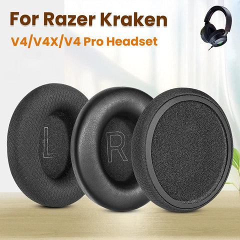 1pair Replacement Ear Pads For Razer Kraken V4/V4X/V4 Pro Headset Ear Cushions, Protein Leather, Soccer Mesh