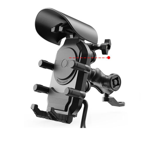 Wireless Charging Motorcycle Phone Holder with Sun Visor & Anti-Theft Lock 360-degree Rotation, Camera Compatible, Handbar Version, Mirror Version