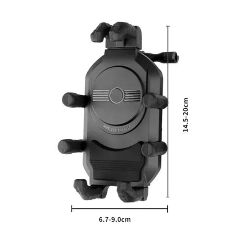 Wireless Charging Motorcycle Phone Holder with Sun Visor & Anti-Theft Lock 360-degree Rotation, Camera Compatible, Handbar Version, Mirror Version