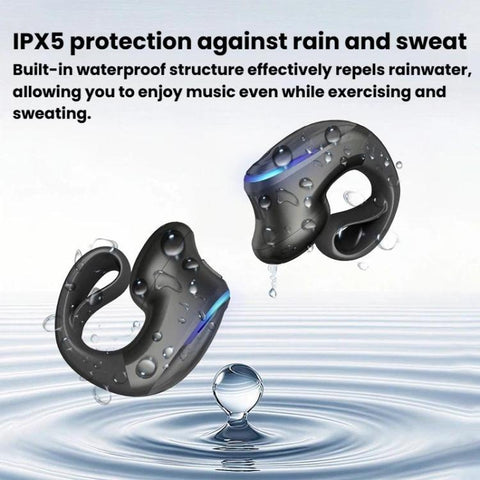 GD29 IPX5 Waterproof Over-Ear Clip Bluetooth Earphone Bluetooth 5.4 Noise Reduction Earphone, Single Black, Single White, Single Skin