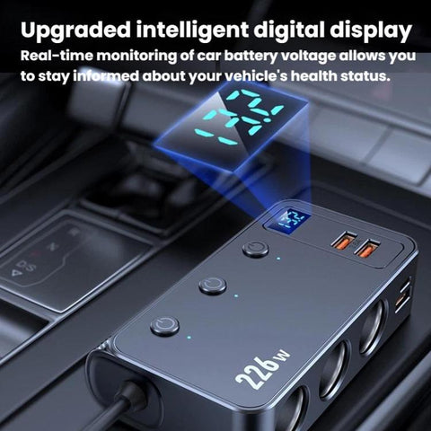 226W 3 In 1 Car Cigarette Lighter Digital Display PD Fast-Charging Car Charger, C33