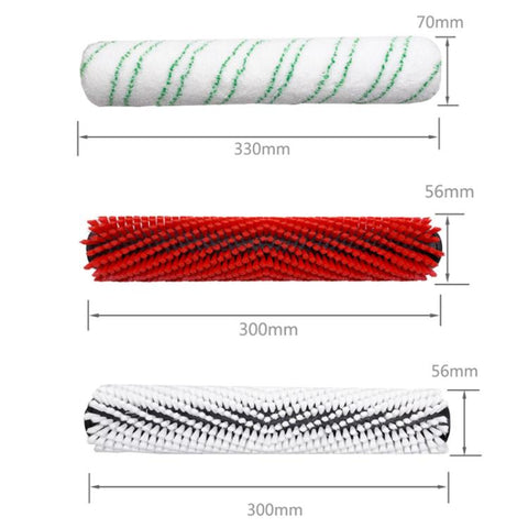 Floor Scrubber Roller Brush Replacement Part For Karcher BR30/4C, White Soft Bristle Brush, Red Neutral Brush, Double Green Microfiber Brush