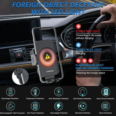 5W-15W Air Vent Car Wireless Charging Mount Smart Sensor Mount For Phone Charging, M15A