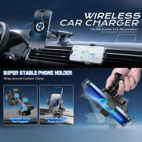 5W-15W Air Vent Car Wireless Charging Mount Smart Sensor Mount For Phone Charging, M15A