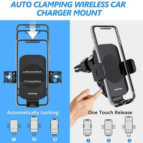 5W-15W Air Vent Car Wireless Charging Mount Smart Sensor Mount For Phone Charging, M15A