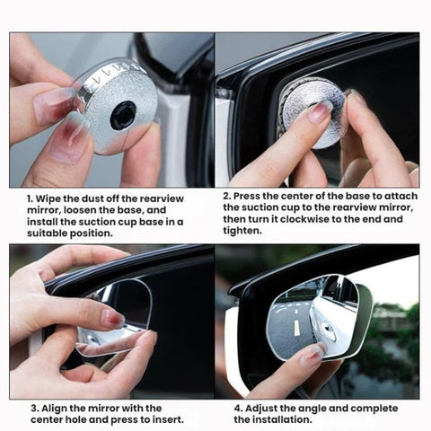 Suction Cup Car Rearview Blind Spot Reversing Assist Mirror, Silver, Black, White