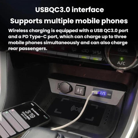 For Toyata RAV4 Wireless Car Charger With Digital Display, 15W Left, 15W Right