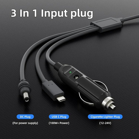 3 in 1 Mini Car DC Charger Power Cord, 3m