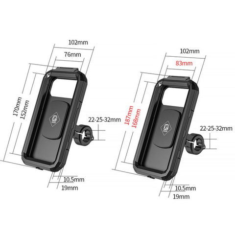 Motorcycle Heightened Rainproof Case Mount Bicycle Waterproof Box Phone Holder, Large Handlebar, Large Rearview Mirror, Small Handlebar, Small Rearview Mirror