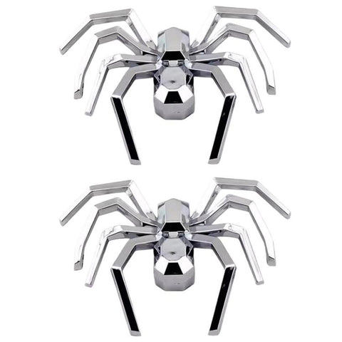 2pcs General Car Metallic Spider Emblem 3D Car Decorative Sticker, Metallic Spider