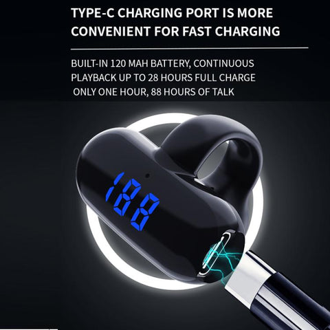 Clip-on Bluetooth Headphones Digital Display Air Conductive Technology