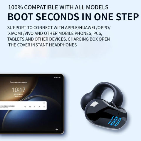 Clip-on Bluetooth Headphones Digital Display Air Conductive Technology