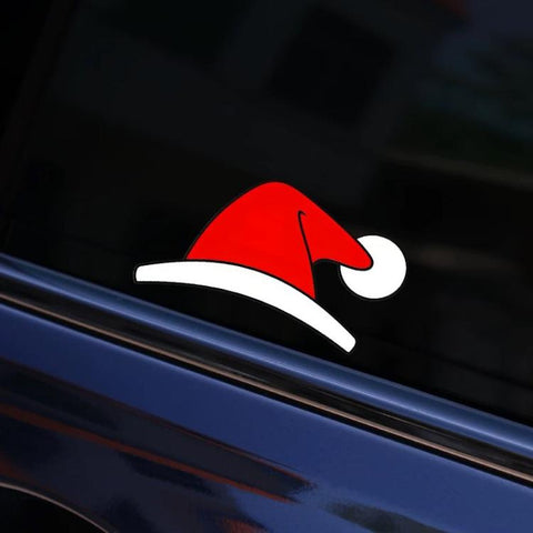5pcs Waterproof Christmas Hat Car Window Decals Holiday Automotive Stickers