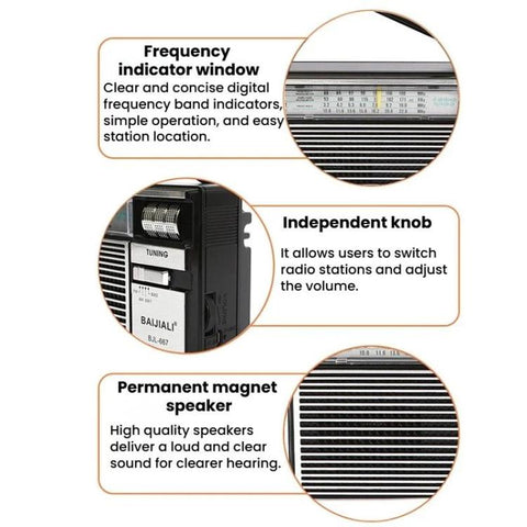 BAIJIALI BJL-667 FM AM SW Multi-Band Radio Portable Radio With Independent Knob, BAIJIALI BJL-667