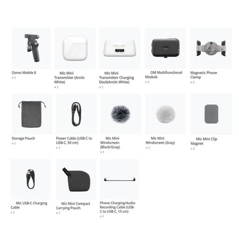 Original Osmo Mobile 8 Vlog Combo With Mic Mini Transmitter, Vlog Combo White, Vlog Combo Black