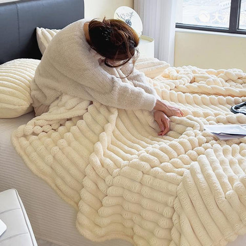 Rabbit Plush Multi-Functional Sofa/Car Blanket, 70x100cm, 100x150cm, 120x200cm, 150x200cm, 180x200cm, 200x230cm