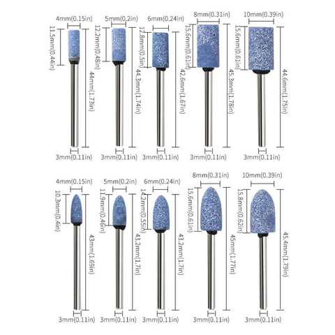 10pcs /Set 3mm Shank Flint Wheel Sanding Head Polishing Head, 10pcs /Set Pink, 10pcs /Set Blue