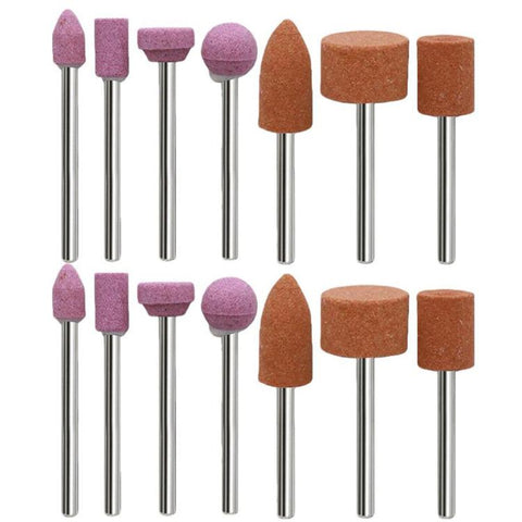 Mini Flintstone 3mm Shank Sanding and Polishing Head Grinding Wheel Corundum Grinding Heads, 2sets Pink+Orange