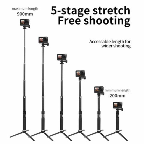 TELESIN 0.9M Selfie Stick Monopod Tripod Compatible With Action Cameras And Smartphones, Aluminum Alloy Tripod, Plastic Tripod