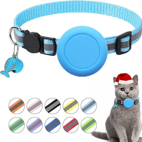 For AirTag 2nd Gen / AirTag 1st Gen Waterproof  Silicone Holder Cat Collar With Safety Breakaway Buckle And Fish & Bell Pendant