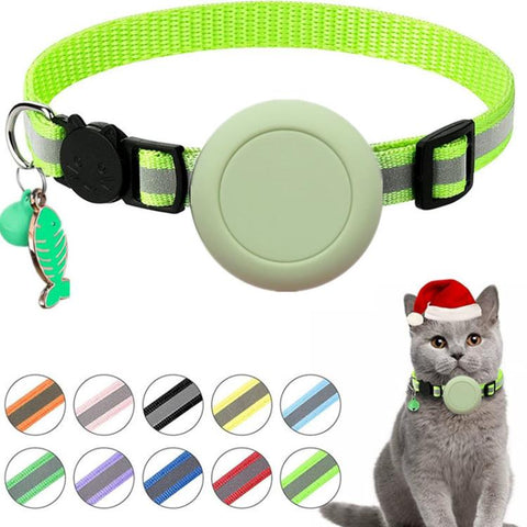 For AirTag 2nd Gen / AirTag 1st Gen Waterproof  Silicone Holder Cat Collar With Safety Breakaway Buckle And Fish & Bell Pendant