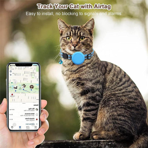 For AirTag 2nd Gen / AirTag 1st Gen Waterproof  Silicone Holder Cat Collar With Safety Breakaway Buckle And Fish & Bell Pendant